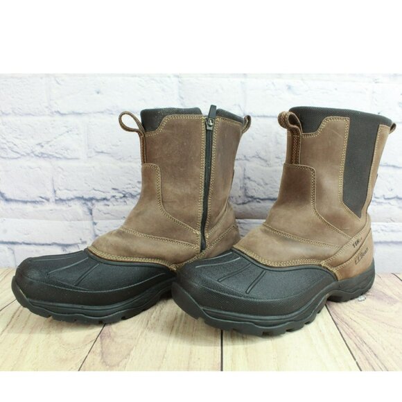 LL Bean Storm Chaser Brown Leather Insulated Chelsea Duck Boots Size 10.5 M - Picture 2 of 9